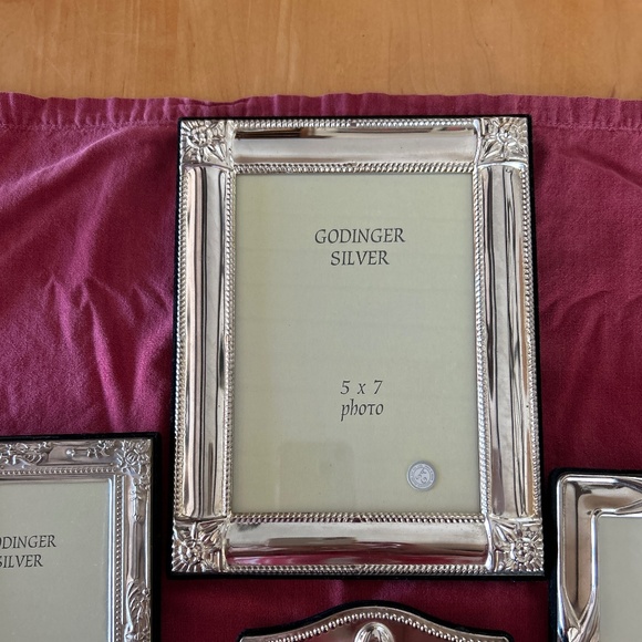 Godinger silver plate frames, one 5 x 7, two 4 x 6, and one 3 1/2 x 5 - Picture 2 of 6